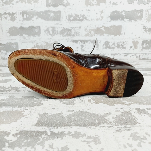 Neiman Marcus Brown Leather Wingtip Brogue Lace Up Oxford Shoe - Picture 8 of 12